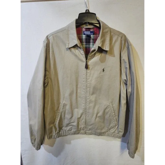 Polo Ralph Lauren Men's Harrington Bomber Jacket Khaki Beige Brown, Size Large